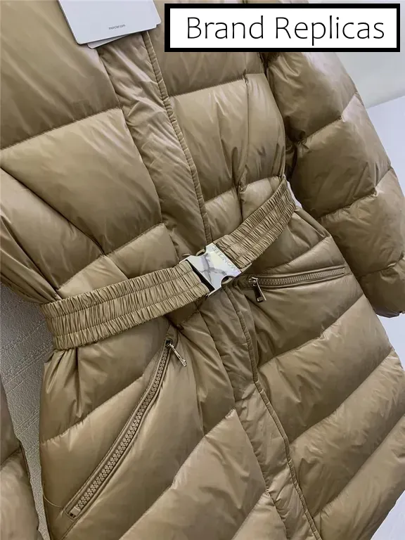 Moncler waist hooded long down jacket